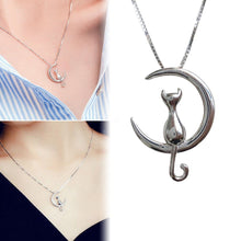 Load image into Gallery viewer, Moon Cat Charm Necklace