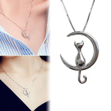 Load image into Gallery viewer, Moon Cat Charm Necklace